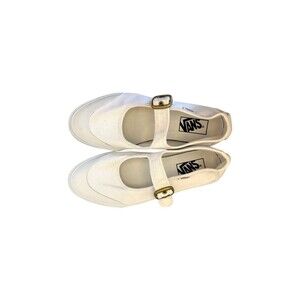 Vans Mary Jane Shoes Womens Size 8 True White Canvas Buckle Strap Sneakers